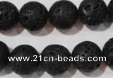 CLV487 15.5 inches 14mm round black lava beads wholesale