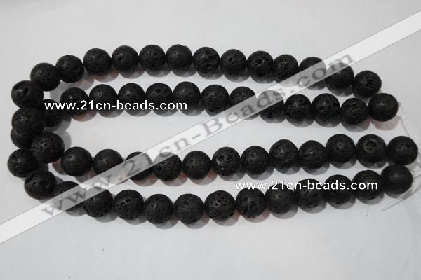 CLV487 15.5 inches 14mm round black lava beads wholesale