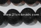CLV490 15.5 inches 20mm round black lava beads wholesale