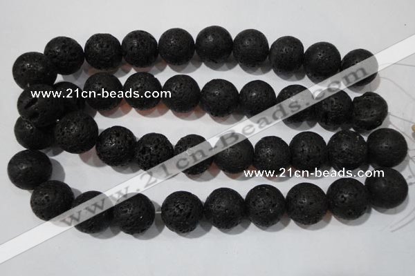 CLV490 15.5 inches 20mm round black lava beads wholesale