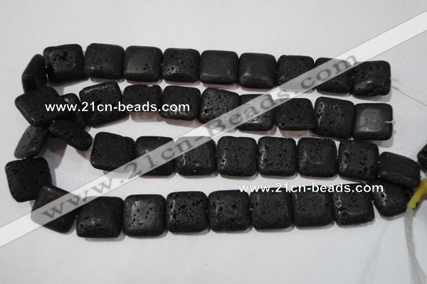 CLV495 15.5 inches 20*20mm square black lava beads wholesale