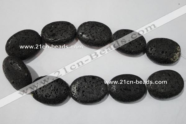 CLV509 15.5 inches 30*40mm oval black lava beads wholesale