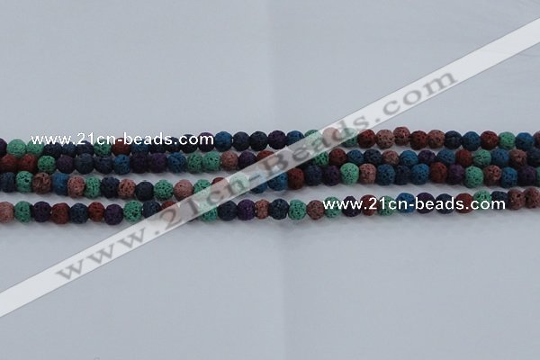 CLV520 15.5 inches 4mm round mixed lava beads wholesale