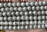 CLV530 15.5 inches 6mm round plated lava beads wholesale