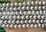 CLV531 15.5 inches 6mm round plated lava beads wholesale