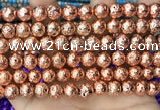 CLV532 15.5 inches 6mm round plated lava beads wholesale