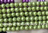 CLV535 15.5 inches 6mm round plated lava beads wholesale