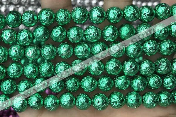 CLV537 15.5 inches 6mm round plated lava beads wholesale