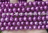 CLV548 15.5 inches 8mm round plated lava beads wholesale