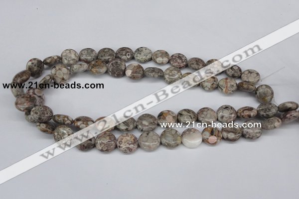 CMB08 15.5 inches 14mm flat round natural medical stone beads