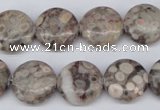 CMB09 15.5 inches 16mm flat round natural medical stone beads