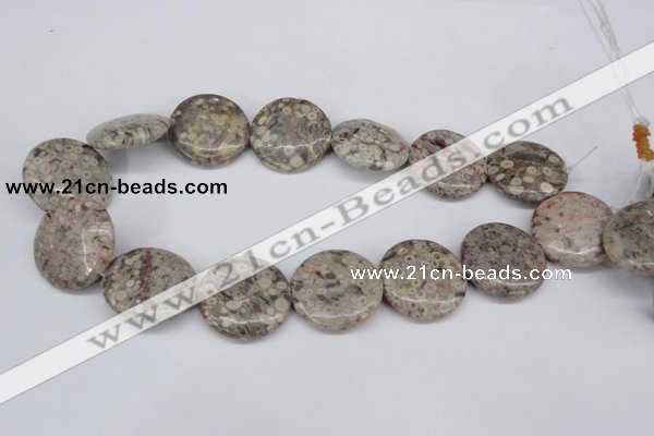 CMB14 15.5 inches 30mm flat round natural medical stone beads