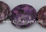 CMB33 15.5 inches 30mm flat round dyed natural medical stone beads