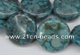 CMB43 15.5 inches 20mm flat round dyed natural medical stone beads