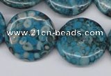 CMB44 15.5 inches 25mm flat round dyed natural medical stone beads