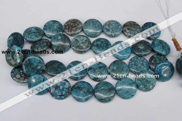 CMB44 15.5 inches 25mm flat round dyed natural medical stone beads