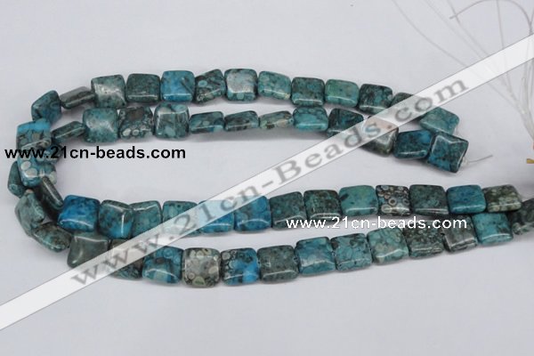 CMB51 15.5 inches 14*14mm square dyed natural medical stone beads