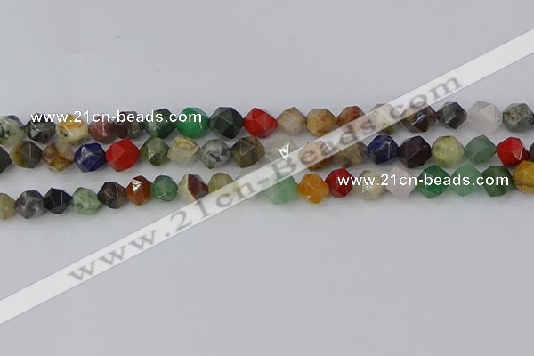 CME107 15.5 inches 8mm faceted nuggets mixed gemstone beads