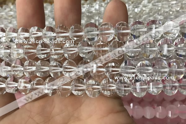 CME200 15.5 inches 7*9mm - 8*10mm pumpkin white crystal beads