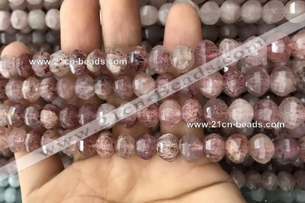 CME208 15.5 inches 7*9mm - 8*10mm pumpkin strawberry quartz beads