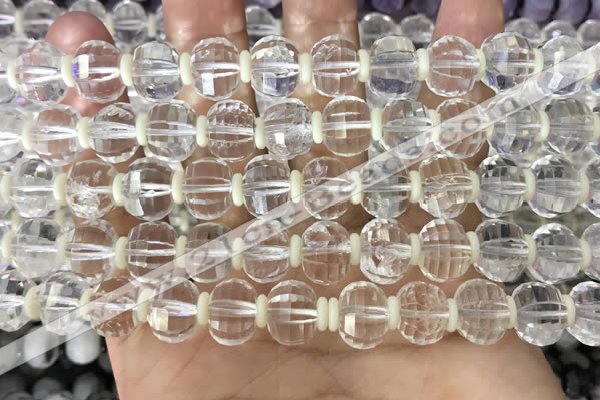 CME300 15.5 inches 8*11mm - 9*12mm pumpkin white crystal beads