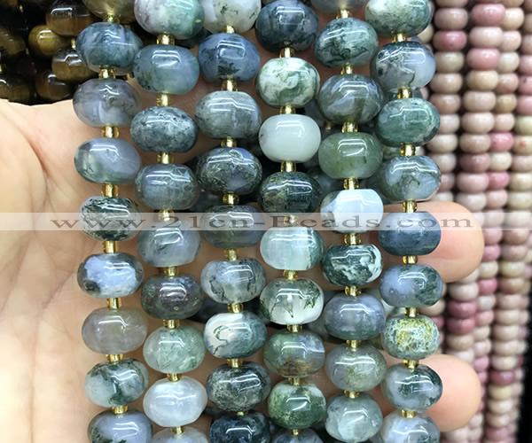 CME418 15 inches 8*12mm pumpkin moss agate gemstone beads