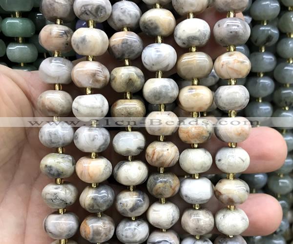 CME419 15 inches 8*12mm pumpkin crazy lace agate beads