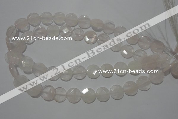 CME50 15.5 inches 15mm faceted coin rose quartz gemstone beads