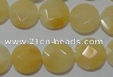 CME51 15.5 inches 15mm faceted coin yellow jade gemstone beads