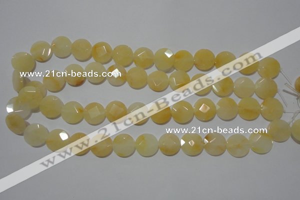 CME51 15.5 inches 15mm faceted coin yellow jade gemstone beads