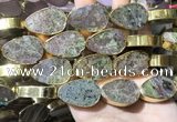 CME512 12 inches 18*28mm - 20*30mm flat teardrop bronze green stone beads