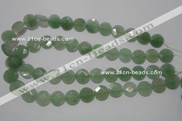 CME52 15.5 inches 15mm faceted coin green aventurine gemstone beads