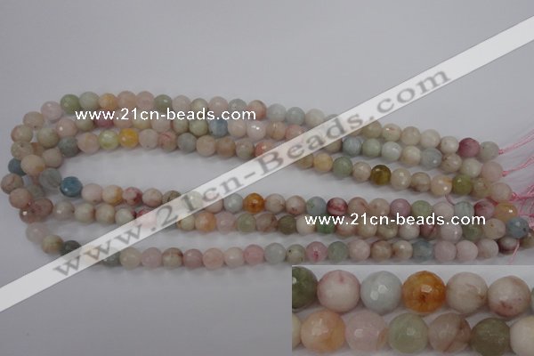 CMG122 15.5 inches 8mm faceted round natural morganite beads