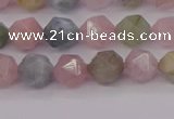 CMG201 15.5 inches 6mm faceted nuggets morganite gemstone beads