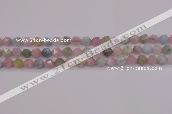 CMG202 15.5 inches 8mm faceted nuggets morganite gemstone beads