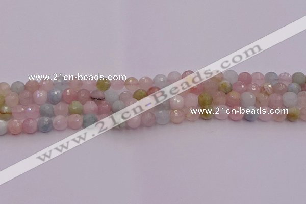 CMG210 15.5 inches 6mm faceted round morganite beads wholesale