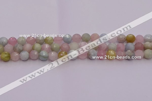 CMG211 15.5 inches 8mm faceted round morganite beads wholesale