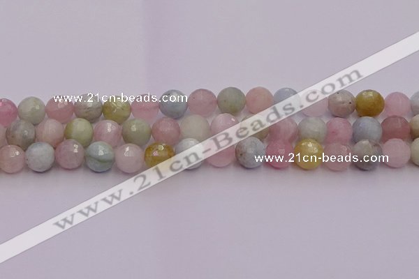 CMG212 15.5 inches 10mm faceted round morganite beads wholesale