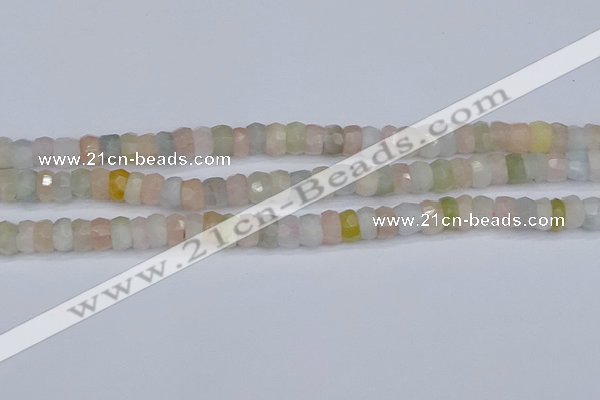 CMG216 15.5 inches 4*7mm faceted rondelle morganite beads