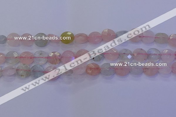 CMG253 15.5 inches 10mm faceted coin morganite beads