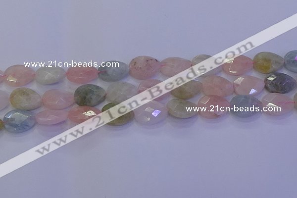 CMG272 15.5 inches 10*14mm faceted flat teardrop morganite beads