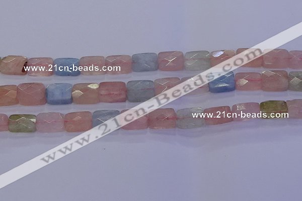 CMG277 15.5 inches 8*12mm faceted rectangle morganite beads