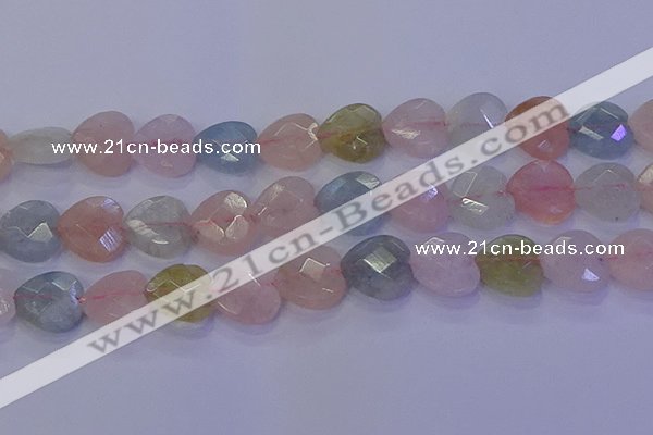 CMG285 15.5 inches 14*14mm faceted heart morganite beads