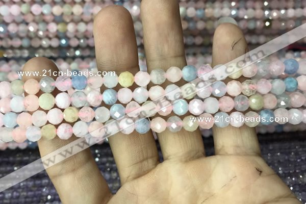 CMG321 15.5 inches 6mm faceted round morganite gemstone beads