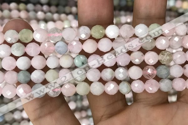 CMG345 15.5 inches 6mm faceted round morganite beads wholesale