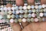 CMG346 15.5 inches 8mm faceted round morganite beads wholesale