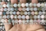 CMG379 15.5 inches 8mm faceted round morganite gemstone beads