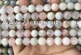 CMG380 15.5 inches 10mm faceted round morganite gemstone beads