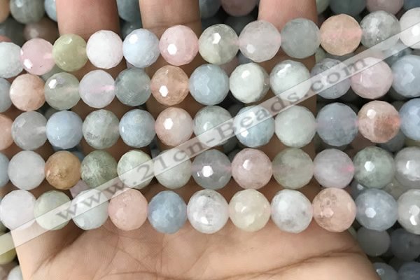 CMG381 15.5 inches 10mm faceted round morganite gemstone beads