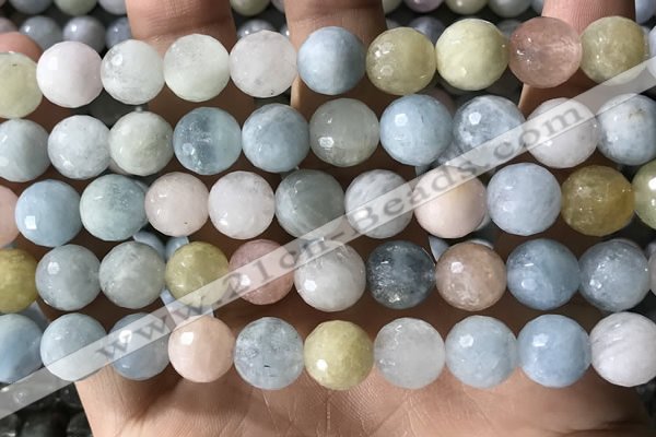 CMG388 15.5 inches 10mm faceted round morganite beads wholesale